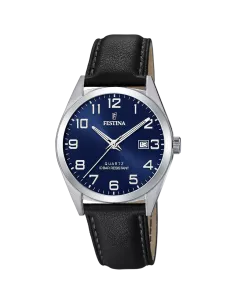 Montre Homme Festina Classics F20446/2 Acier Cadran Blanc Bracelet Cuir Marron