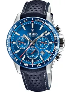 Montre Homme FESTINA Chrono Bleu | Bracelet Cuir Racing 10 ATM