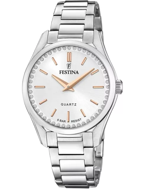 Montre Femme FESTINA Élégance | Bracelet Acier Inoxydable & Cadran Nacre