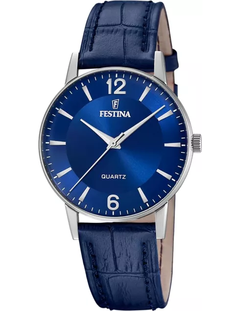 Montre Homme Festina F20690/3 Classique - Cuir Bleu - Boîtier Fin