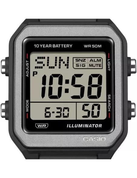 Casio W-221H-1AVDF – Montre digitale noire résine – Batterie 10 ans