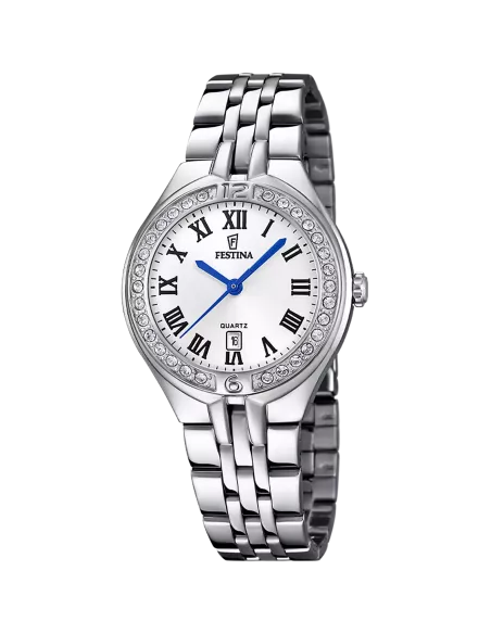 Festina Montre Femme F16867/8 — Zircons, cadran gris argent