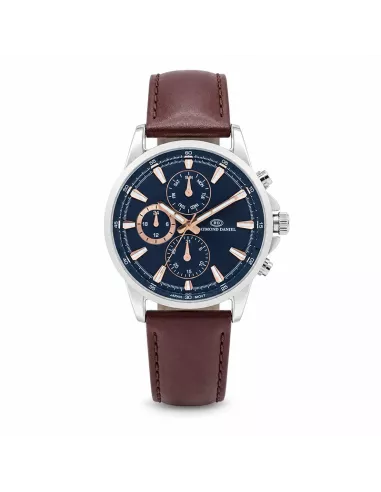 Montre Homme RAYMOND DANIEL RD015089B-F — Cadran bleu, acier et cuir marron