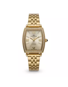 Montre femme Raymond Daniel Platinum dorée tonneau cristaux | Japan Movt